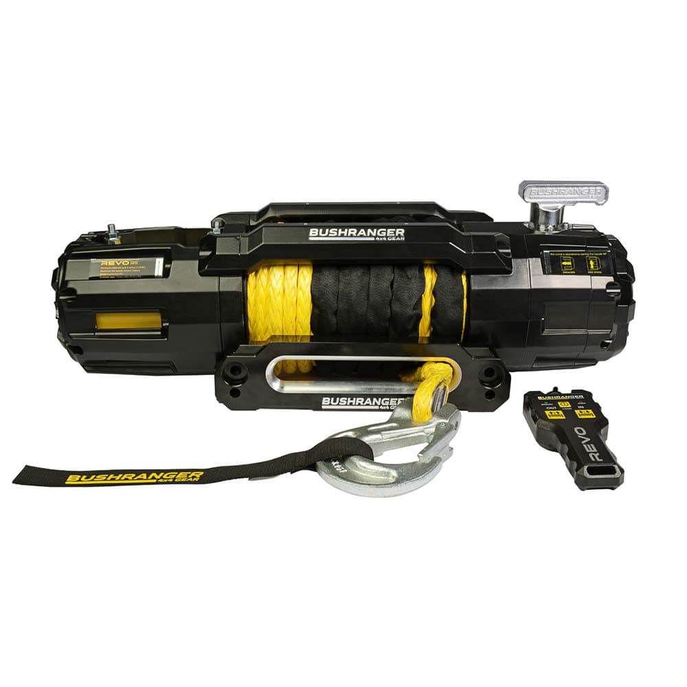 Winche Bushranger Revo 12.000 lb — guaya sintética